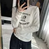 Camiseta de Manga Larga Calada 2024 Otoño e Invierno Nuevo Estilo Villano de Dibujos Animados Ajustada Elástica Suave Aspecto Adelgazante Versátil G102718
