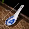 Colher Cerâmica Pequena Doméstica, Porcelana Azul e Branca Exquisita de Jingdezhen, Colher Pequena para Sopa, Colher de Arroz Estilo Chinês, Concha Pequena, Colher de Sopa