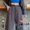 Calça Jeans Feminina de Algodão Tencel Wide Leg, Novo Estilo Primavera, Petite Caimento Solto, Calça Reta Emagrecedora