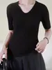 Suéter de Tricô Oxygen Slim TFine Knit com 48 Fios e Agulha 16, 100% Lã, Gola U, para Mulheres, Outono 26, Camiseta Elegante e Versátil