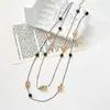 Cadena Dorada Negra Nl-123 Collar de Doble Capa con Piedras Cadena para Suéter de Uso Nicho Accesorios de Otoño e Invierno Nl089