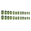 Unhas Postiças Verde Escuro Imitando Pedra Preciosa Starlight Brilhantes, Toque de Luxo Leve de Alta Qualidade, Efeito Iluminador, Estilo Curto, Perfeitas para Pele Amarelada