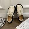 Zapatos pequeños de cuero para mujer estilo británico 2023 nuevos estudiantes de primavera y verano cabeza grande retro correa negra suela gruesa zapatos jk aumentados
