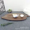 Bandeja de té de madera hoja verde creativa plato de almacenamiento de frutas nogal bandeja para pizza bandeja de té para el hogar chino personalizable