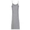 Falda Slip Modal para Mujer Falda Base Delgada Interior Vestido Ajustado Sin Mangas Vestido Midi Vestido Antitransparencia