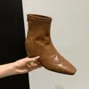 2026 Nuevas Botas de Tobillo Cuadradas Retro Talladas para Mujer Otoño/Invierno, Botas Delgadas Versátiles de Moda para Adelgazar