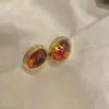 Estilo Étnico Japonês e Coreano Nicho Âmbar Gota d'Água Brincos Ovais Vintage Personalidade Única Brincos Agulha de Prata