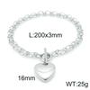 Collar y pulsera de acero inoxidable con forma de corazón y hebilla de temperamento europeo y americano con forma de rueda de tarjeta para mujer