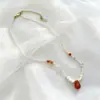 Collar de ágata roja, collar de perlas naturales para mujer, nueva y popular cadena para la clavícula, cadena de cuello de alta gama, nicho de lujo ligero