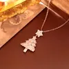 Popular Collar de Árbol de Navidad con Circonita Rosa, Dulce, Fresco, de Alta Gama, Lujo Ligero, Cadena de Suéter de Moda, Pendientes Estilo Hada