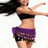 Corrente de Cintura para Dança do Ventre com Moedas Douradas no Atacado, Lenço de Cintura para Performance de Dança Indiana, Lenço de Quadril com Três Camadas de Moedas Penduradas, Cinto de Chiffon, Cortina de Bumbum