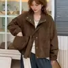 Jaqueta curta feminina de camurça, outono 2026, item mais vendido, estilo coreano, moda casual, solta, modeladora, com gola alta