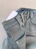 Jeans de Pierna Recta de Forro Polar Azul Claro para Mujer, Talla Grande Holgados, Figura de Pera, Cintura Alta, Cubre Cadera, Pantalones de Pierna Ancha Adelgazantes