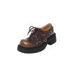 Moda Distinta Fivela de Metal Couro de Vaca Altura Aumentando Sapatos de Couro Pequenos de Sola Grossa 2025 Primavera Salto Médio Grosso Solto Couro Cadarço Sapatos de Camada Única