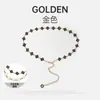 Elegante cadena metálica de trébol de cuatro hojas en dos tonos para mujer, accesorio versátil para faldas, vestidos y cinturones