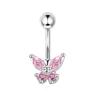 Venta caliente de Amazon estilo europeo y americano clavo de ombligo anillo de ombligo de mariposa de acero inoxidable joyería de piercing de anillo de ombligo con circón 5A