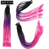 Pelucas Trenzadas de Colores Estilo Europeo y Americano, Coletas de Color Degradado, Trenzas de Espiga de Celebridades de Internet, Trenzas de Boxeadora de Tres Hebras para Discoteca