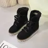 Botas de nieve rosas para niña, para mujer, otoño e invierno 2024, nueva moda europea y americana, talla grande, botas de nieve planas, venta al por mayor