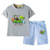 Roupa Infantil Plant War Zumbi para Meninos e Meninas Conjunto de Verão Camiseta de Manga Curta Infantil Nova Shorts Combina com Tudo Conjunto Fino de Duas Peças