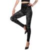 Verano Corsé Falso Desgastado Sin Costuras Europeo y Americano Leggings de Imitación de Mezclilla para Mujer Pantalones de Yoga de Cintura Alta de Nueve Puntos para Mujer