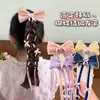 Pinza para el pelo de cinta larga con lazo multicapa para niñas, Pinza de pelo de princesa linda, Pinza para el pelo trenzada de nuevo estilo
