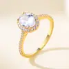 Anillo de Compromiso de Plata de Ley S925 para Mujer, Moda Europea y Americana, Zirconia Ovalada, Anillo de Diamante Artificial, Anillo de Exportación de Comercio Electrónico Transfronterizo
