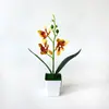 3 orquídeas Phalaenopsis artificiales en macetas pequeñas para decoración floral del hogar, bonsái de planta verde, arreglo para habitación de hotel, adornos de flores artificiales