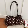 Korean Style Retro Polka Dot Tote Bag Women's Autumn New Casual Large Capacity Suede Single Shoulder Underarm Bag Work Commute Bag