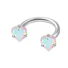 Pendientes de Aro para Nariz con Rosca Interna y Circonita en Forma de Corazón, Anillo de Herradura en Forma de C, Joyería para Piercings de Acero Inoxidable, Transfronterizos Europeos y Americanos