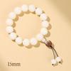 Pulsera Bodhi de Jade Blanco Natural Colgante de Loto Tallado Cuentas Redondas Círculo Único Alrededor del Dedo Cuentas Budistas Suaves Rosario de Mano