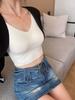 Camisola Corta de Seda Hielo sin Costuras, Inalámbrica, con Copas de Látex y Acolchado para Mujer, Nueva Camisola Versátil con Efecto de Fruncido para Verano