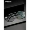 Armazones de Gafas Ambush Sin Marco de Titanio Puro para Hombre, Titanio Puro Ultraligero, Se Pueden Montar Lentes Graduados, Elegantes Armazones Tipo Aviador