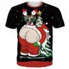 Camiseta de hombre de moda transfronteriza con estampado 3D de patrón navideño, tendencia de moda, manga corta de verano, suministro directo de fábrica