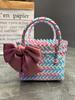 Bolso tejido de plástico nuevo del fabricante, cesta tejida, bolsa de regalo tejida a mano, bolsa de playa para mujer