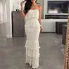 2026 Verano Nuevo Estilo Transfronterizo Europeo y Americano Comercio Exterior Ropa para Mujer, Elegante y de Moda Color Sólido Sin Tirantes Ajustado Vestido de Cola de Pez