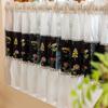 Ratón Blanco Pequeño Decoración del Hogar Arte Textil Parche Floral Bordado Exquisito Estilo Patchwork Cortina de Puerta Barra Colgante Cortina Corta