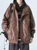 Chaqueta de Cuero para Hombre con Cuello Americano Primavera y Otoño Nuevo Estilo Retro Japonés Versátil Holgada de Moda Marca Rogue Genial Chaqueta de Motociclista