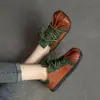 Sapatos Retro Feios Fofos de Cabeça Grande Femininos de Fundo Plano 2026 Temperamento Tendência Primavera Outono Novo Bloco de Cores Bico Redondo Salto Baixo Pequenos Sapatos de Couro Single