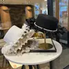 Sombrero de Paja con Encaje de Perlas Estilo Japonés Dulce para Mujer, Nuevo para Primavera y Verano, Ala Ancha, Protección Solar para Exteriores, Sombrero de Copa Blanco