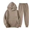 Conjunto de sudadera de color liso de talla grande para hombre y mujer, 220 g de tela, fabricante mayorista, conjunto holgado de talla grande de marca de moda para parejas
