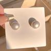 Aretes de Bollo al Vapor con Perla de Imitación para Mujer, Aretes Simples Franceses Retro Elegantes para Mujer, Aretes Geométricos Versátiles de Moda de Alta Gama