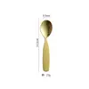 Mango cuadrado de titanio puro juego de cubiertos portátil para niños cuchara y tenedor para comida de bebé cuchara y tenedor juego de cubiertos para jardín de infantes pequeño de cristal de hielo