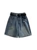 Pantalones de Mezclilla Rasgados con Figura de Pera para Mujer Verano Nuevo Talla Grande Chica con Sobrepeso Cintura Alta Pierna Ancha