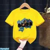 Moda Nueva Camiseta para Niños Genial Estampado de Patrón de Carreras Camiseta Infantil Linda Ropa Infantil Casual Tendencia