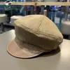 Boina octogonal vintage de estilo británico para mujer para otoño e invierno, con visera de piel sintética, hace que la cara se vea más pequeña, elegante, casual, boina de artista versátil