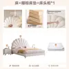 Cama de Luxo Leve Moderna Simples Quarto Principal Estilo Creme Cama de Tecido Tecnológico Cama de Celebridade da Internet Pétala Cama de Menina Princesa