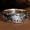 Joyería Popular Transfronteriza Europea y Americana, Anillos de Pareja de Osito Lindo Grabados para Hombres y Mujeres, Estilo Vintage, Venta Directa del Fabricante