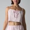 Top de Alça Cruzada Novo Estilo com Gravata Borboleta, Colete Ultra-Curto para Clavícula, Top Listrado de Renda para Meninas Doces