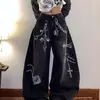 Jeans de marca de moda de comercio exterior con diseño personalizado de grafiti callejero para hombres jóvenes, pantalones holgados de pierna recta, estilo largo para primavera y otoño, pantalones casuales de longitud hasta el suelo