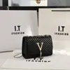 Bolsa de Moda Extranjera para Mujer Bolso de Cadena Bordado Simple Bolso Cuadrado Pequeño con Borla Letra V de Moda Bolso Cruzado de Hombro Casual